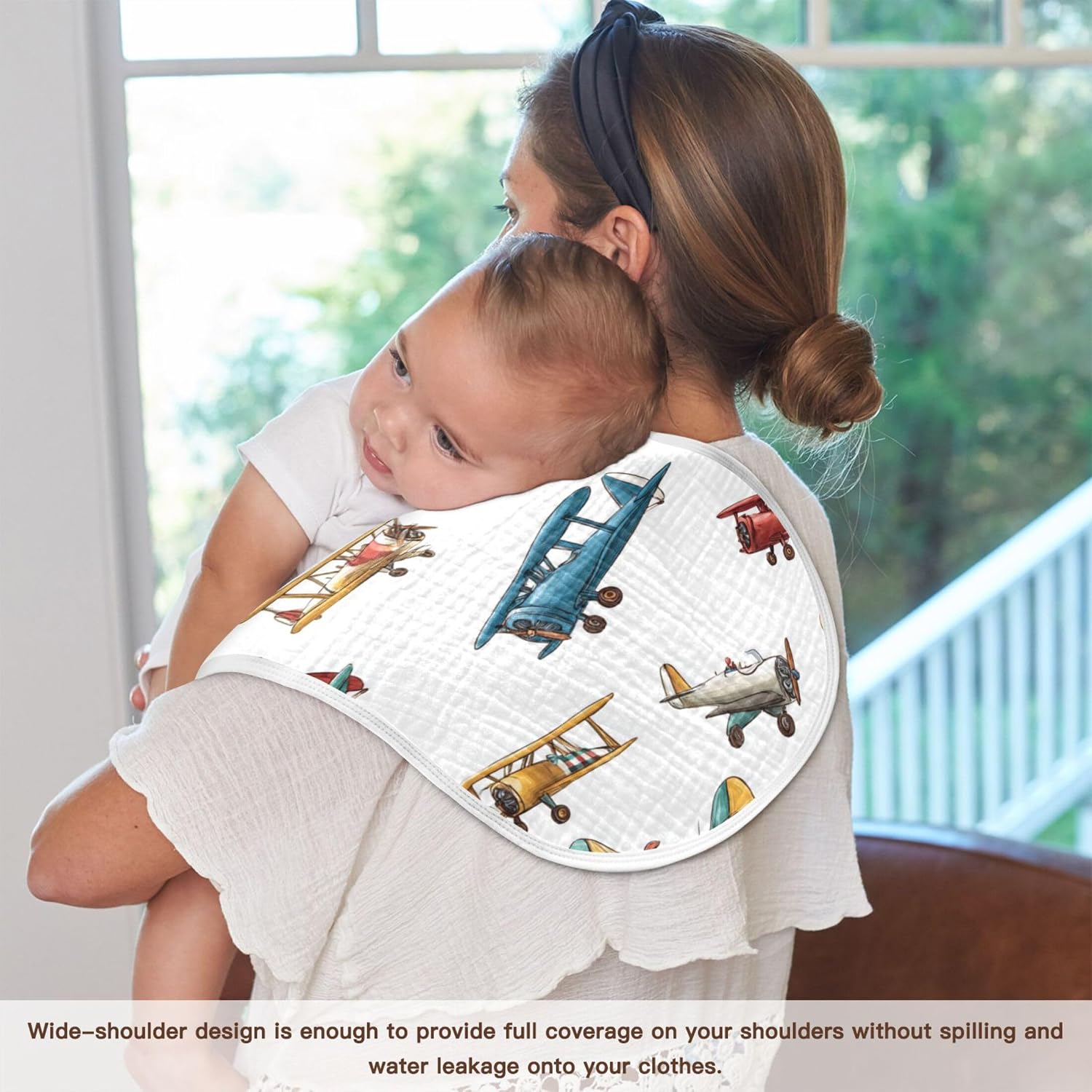 Cartoon Vintage Planes Burp Cloths Baby Boys Girls Absorbent Soft Cotton Burping Cloths Rags 4 Pack
