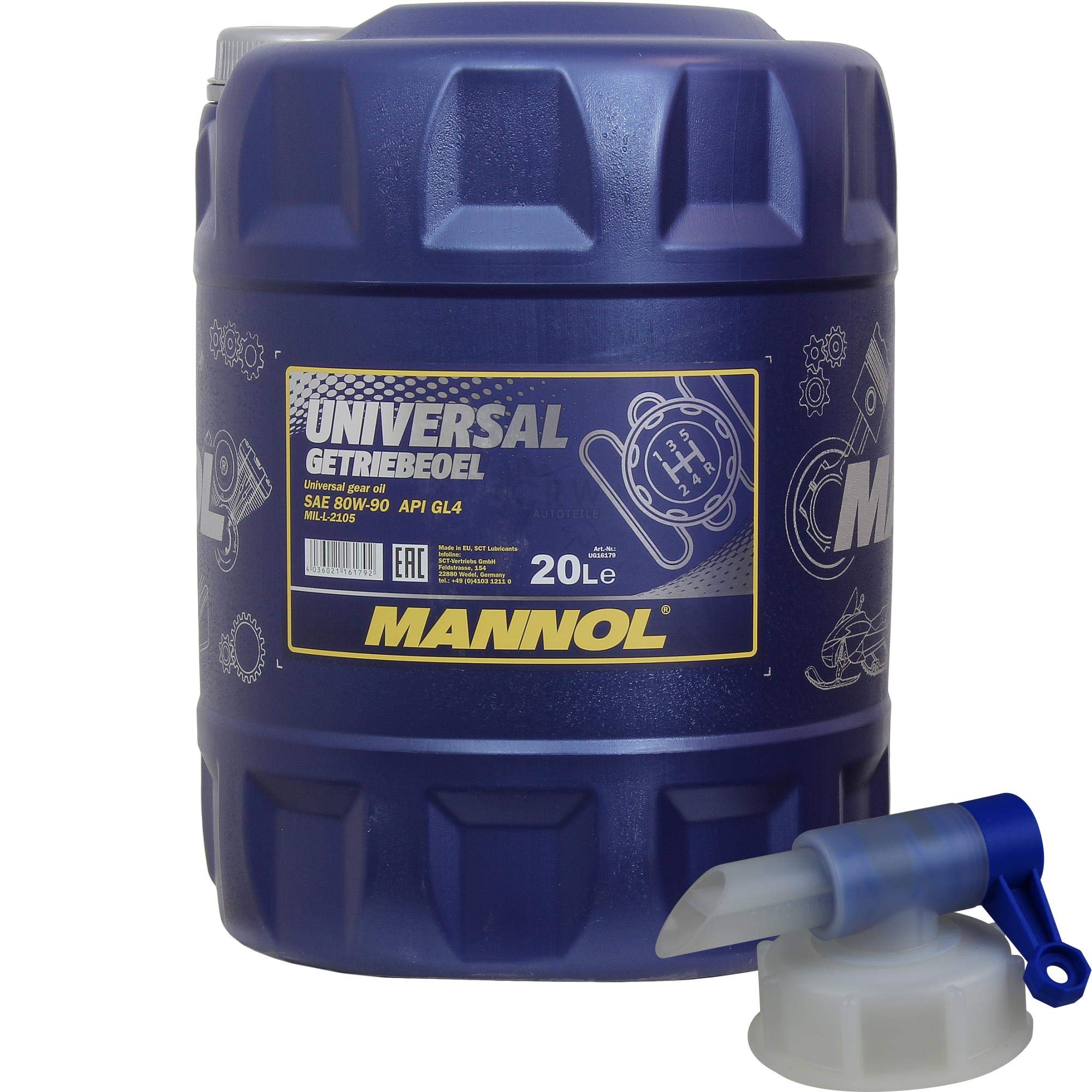 MANNOL - Olio universale per trasmissione 80W-90 API GL 4 MN8107-20, 20 litri con rubinetto di scarico