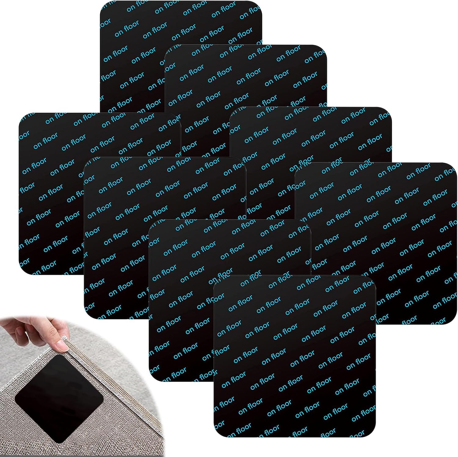 wimony Rug Gripper, 8Pcs Carpet Grippers from Rug to Carpet, Large Size