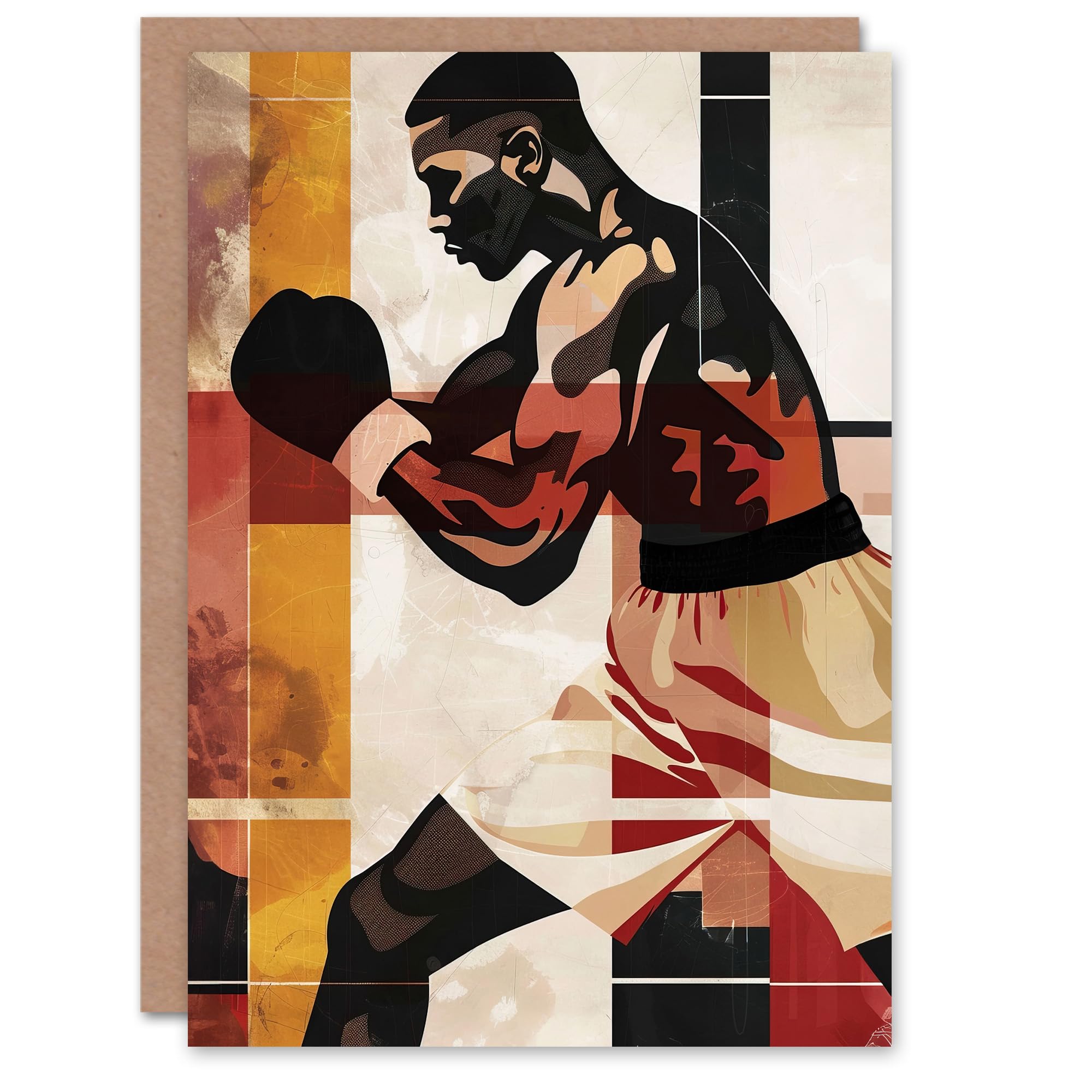 Artery8 Greeting Card Boxer Pop Art Portrait Fighter Boxing Design For Him Man Birthday Card