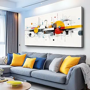 KELIYUAN Large Canvas Modern Print Artwork Home Decor Abstract Geometry Red Yellow Blue Wall Decor For Living Room Dining Room Wall Art For Office Bedroom Hallway Decoration Aesthetics 30 X 60 In