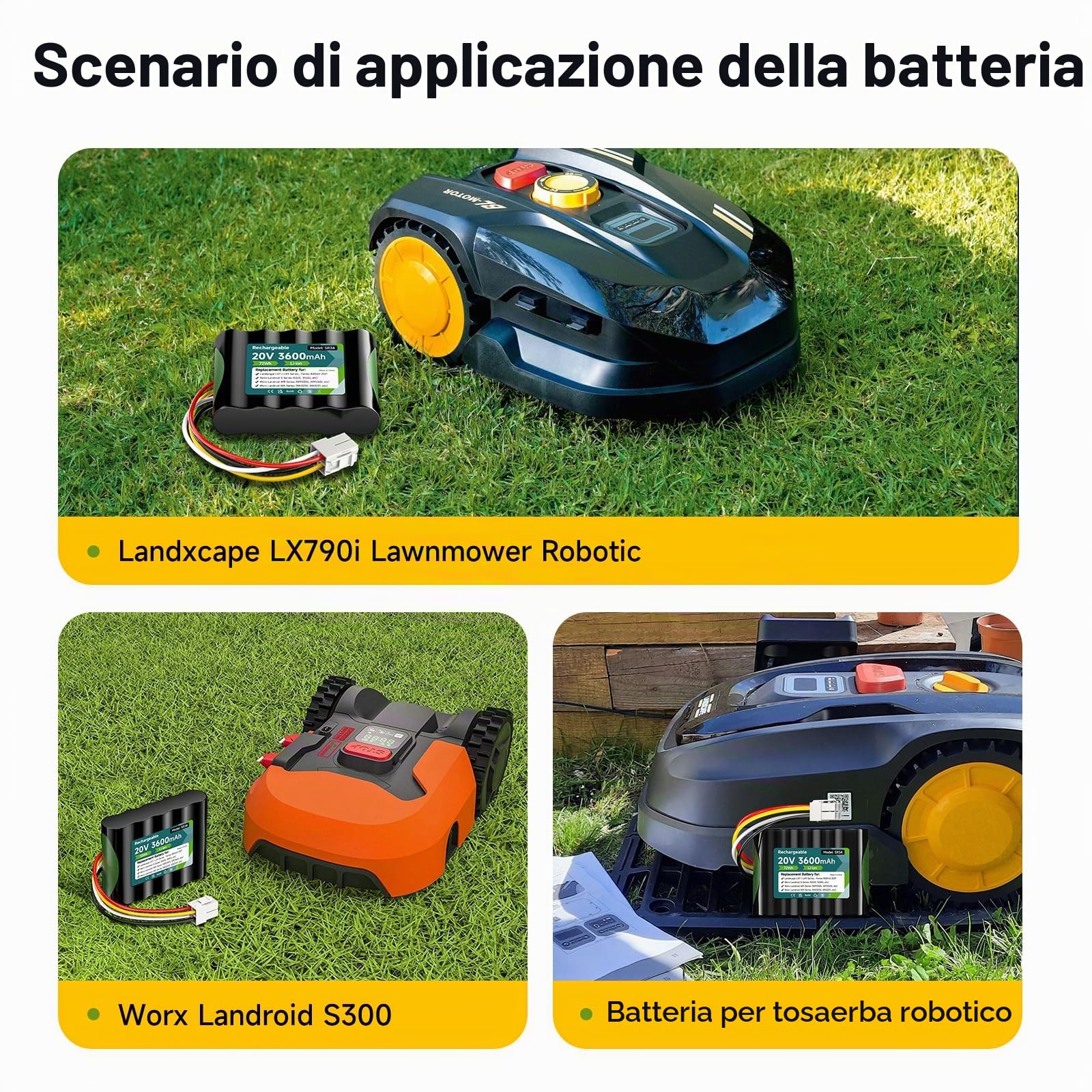 20V 3500Mah batteria per Worx Landroid S Basic, S450i, S500, WA3230, WR101SI, WR102SI, WR105SI WR105si.1, WR106 SI WR106SI, WR115mi, Landxcape LX7 / LX9 Series, 50032492, Ferrex 800m2 2021