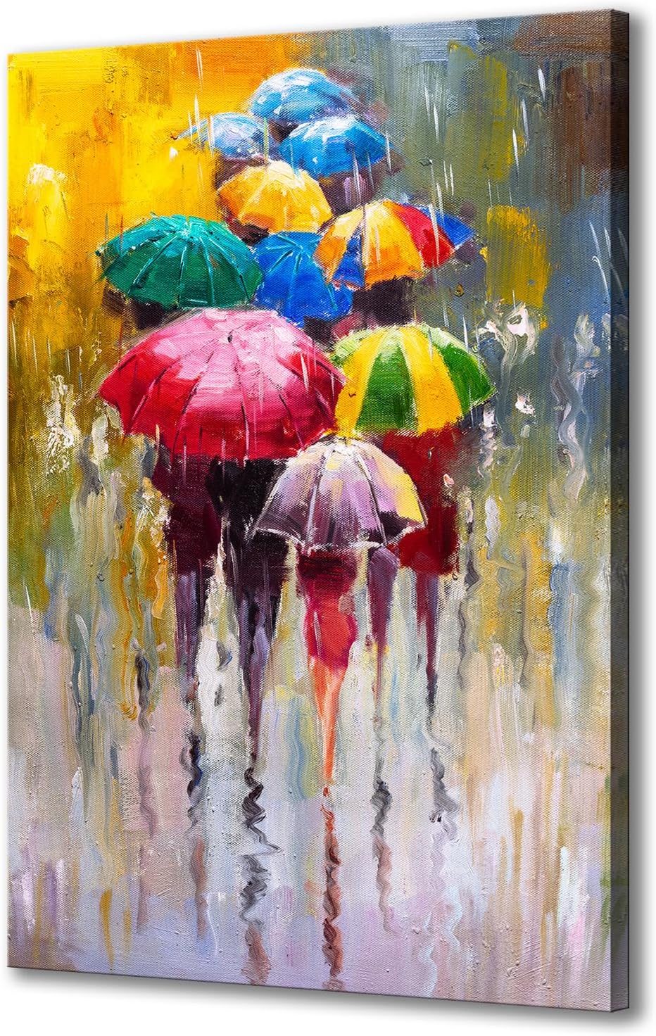KLVOS Giant Canvas Print Wall Artwork- 24×36 Colourful Umbrella Workplace Work…