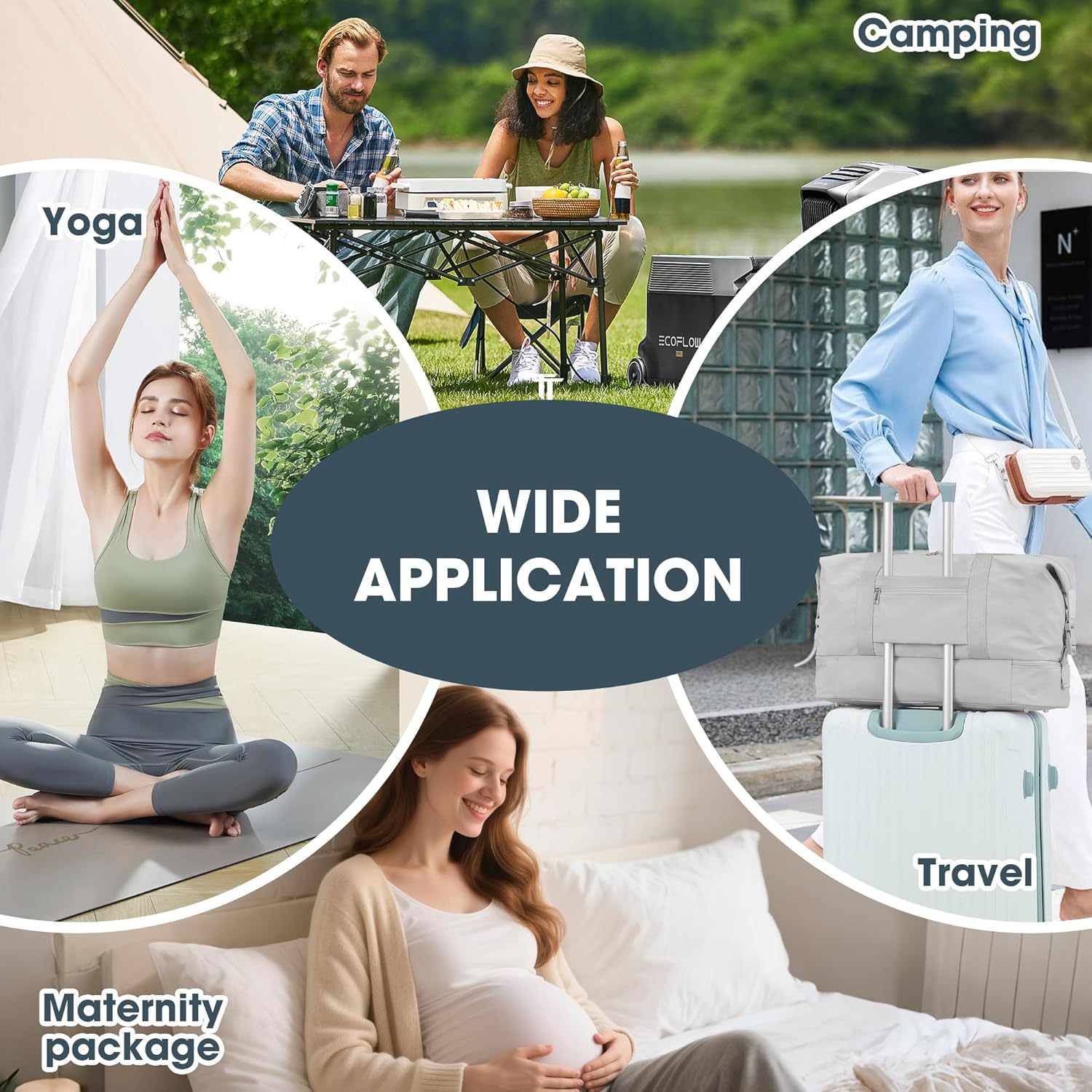 Oeihuivt Weekender Bags for Women - 21 Inch Large Travel Duffel Bag 2-Piece Set with Shoe Compartment, Heavy-Duty Canvas Leather Carry On Overnight Tote - Image 5