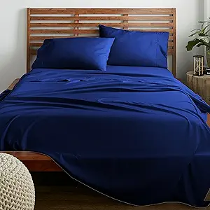 American Home Collection Queen Size Sheet Set - 16-Inch Deep Pocket - Ultra Soft Microfiber Bed Sheets - Breathable, Wrinkle and Fade Resistant, Easy Care - 4 Piece Set (Queen, Navy)