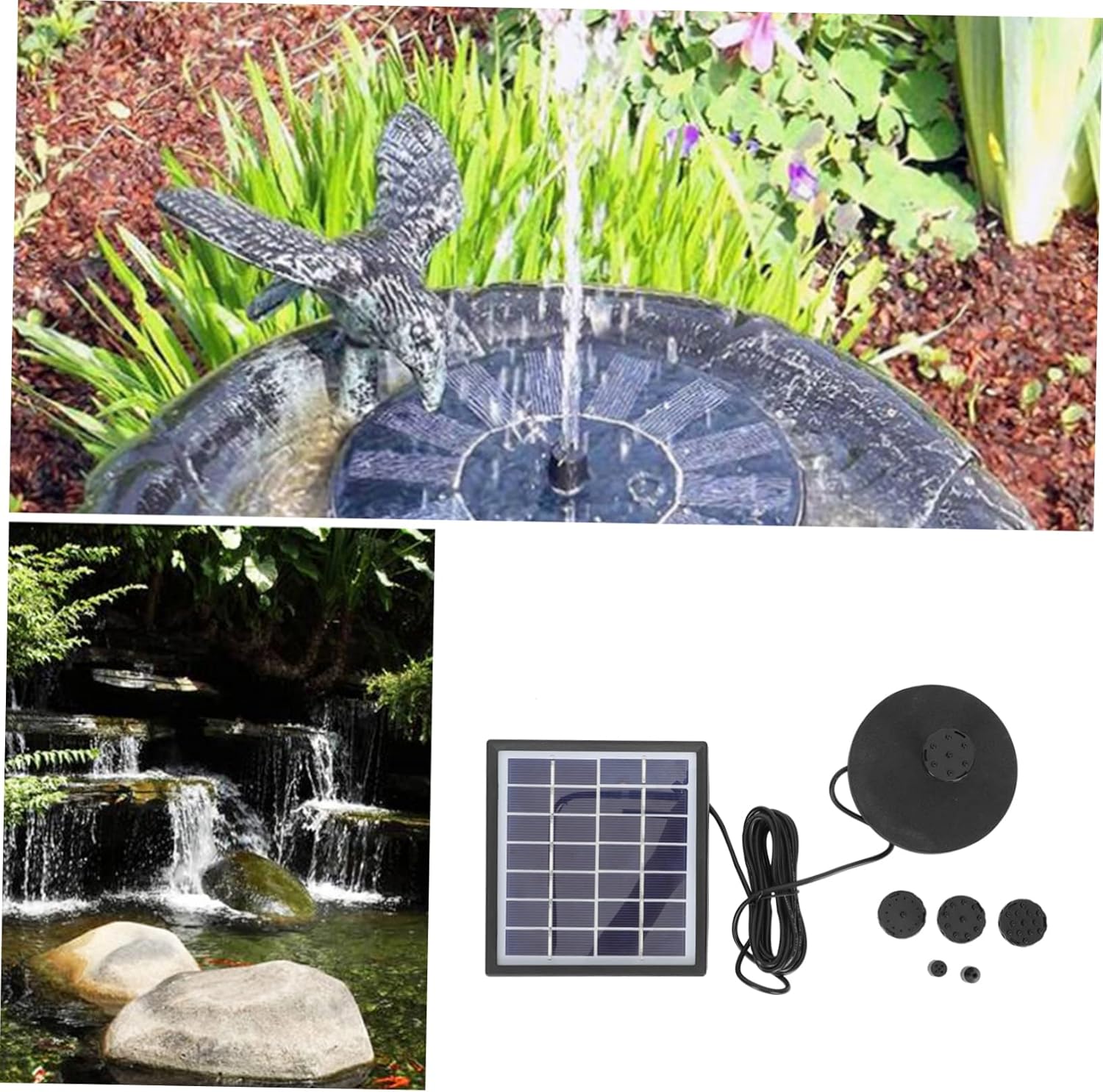 Outdoor Solar Fountain Pump Kit Sprinklers for Garden and Pond 1 Set Solar-Powered Water Feature Bird Bath Pump Nozzles