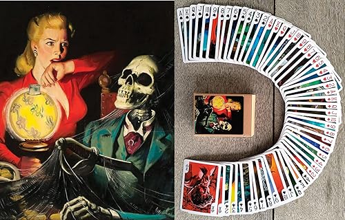 Cartas de juego de terror (baraja de póquer 54 cartas todas diferentes) Vintage Horror Acción Cómics Pulp Fiction Scary Spooky Halloween