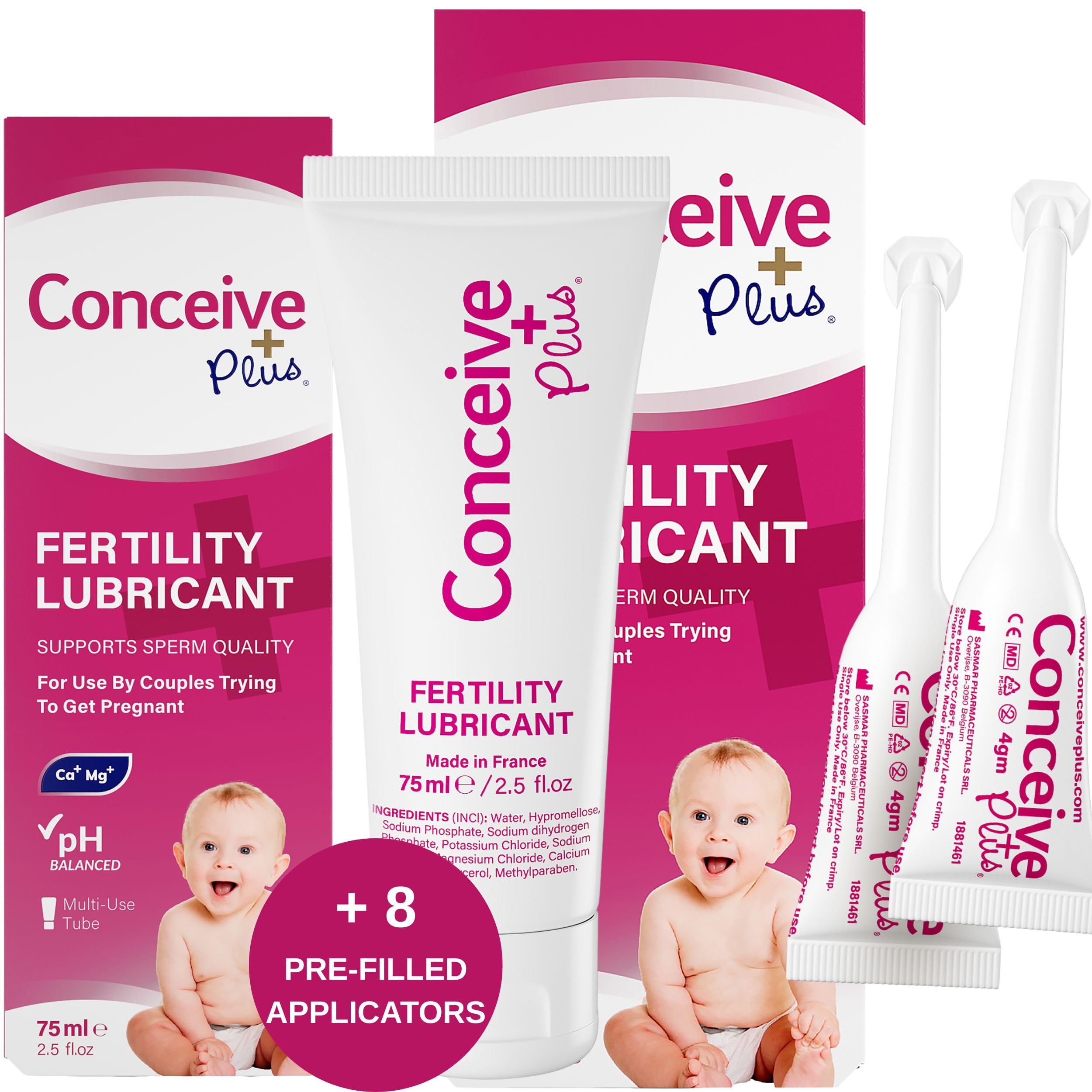 CONCEIVE PLUS Fertility Lubricant Couples Bundle, 2.5oz and 8 Pre-Filled Lubricant Applicators