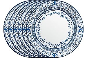 Corelle Ocean Blues: Vitrelle 6-Piece Dinner Plates Set, Triple-Layer Glass, Chip-Resistant, Lightweight Round Plates, Portofino