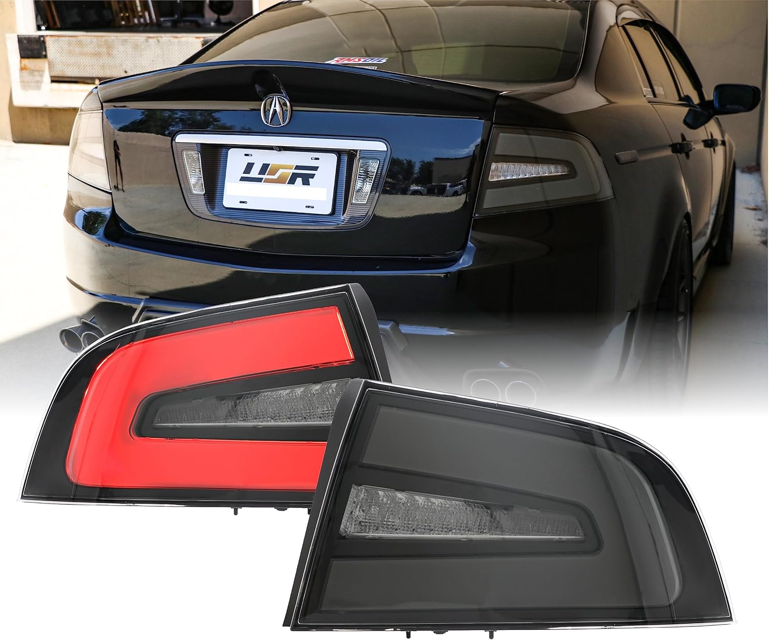 USR 3G TL Tail Lights NSX Style Black/Smoke Lens LED Red