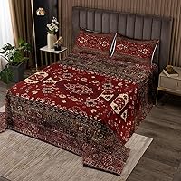 Vista 14 de Erosebridal Colcha geométrica bohemia, tamaño Queen, exótica, color rojo, azul, celosía, tribal, colcha retro india floral para dormitorio
