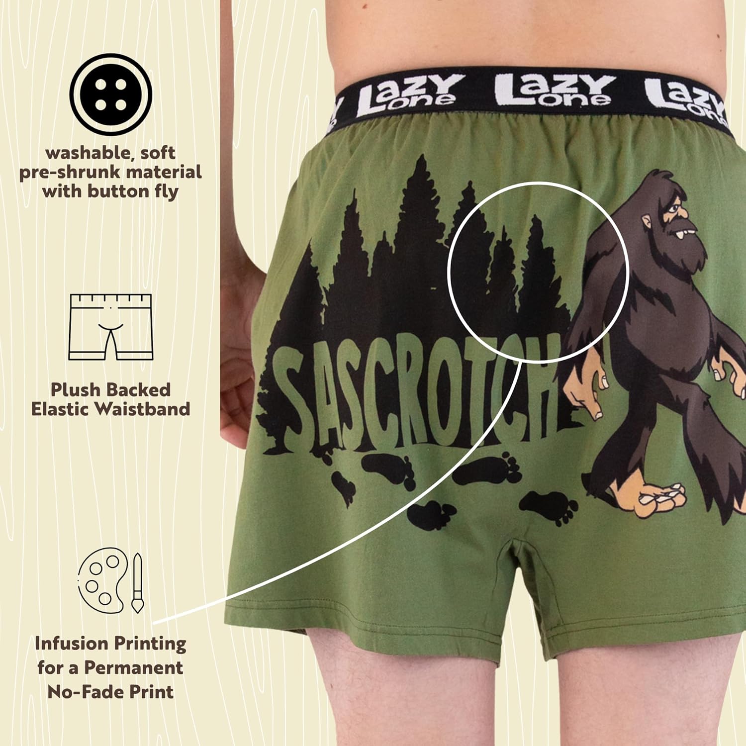 Lazy One Funny Animal Boxers, Humorous Underwear, Novelty Boxer Shorts, Gag Gifts for Men - Image 5