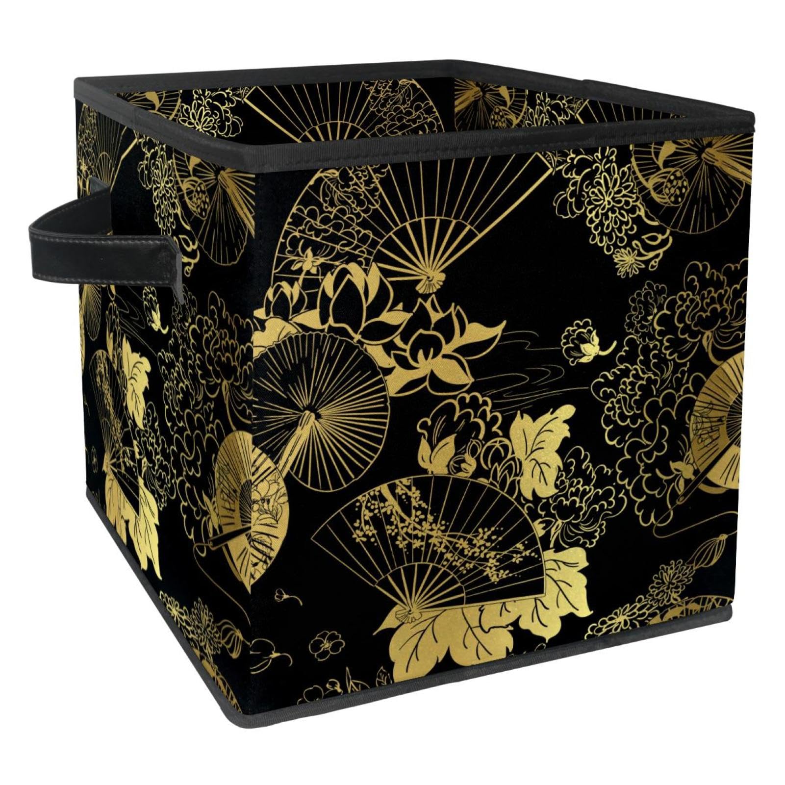 Boîte de rangement pliable en tissu motif lotus pour organiser les vêtements et jouets