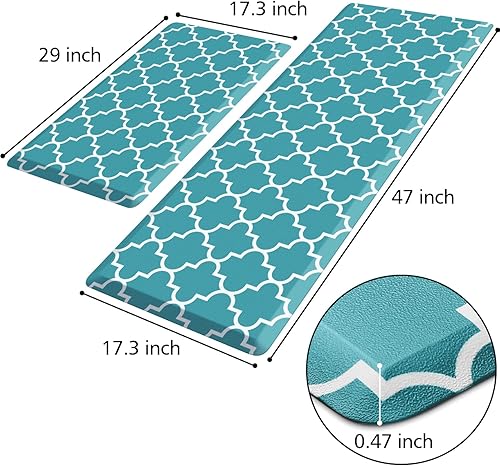 Miniatura 11 de KMAT - 2 tapetes acolchados para cocina, antifatiga, impermeables, antideslizantes, PVC resistente y espuma cómoda y ergonómica para estar de pie