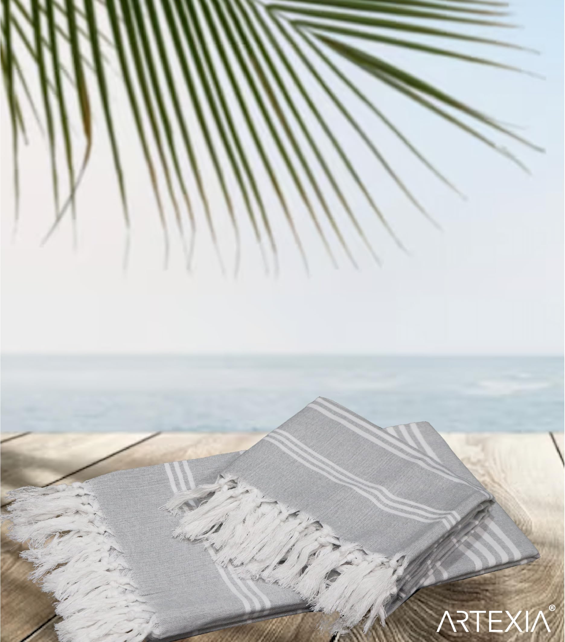 Artexia Duży Bawełniany Ręcznik Plażowy z Recyklingu 90 x 180 cm Ręcznik Plażowy XXL Szybkoschnący Ultra Lekki i Miękki (Szary)