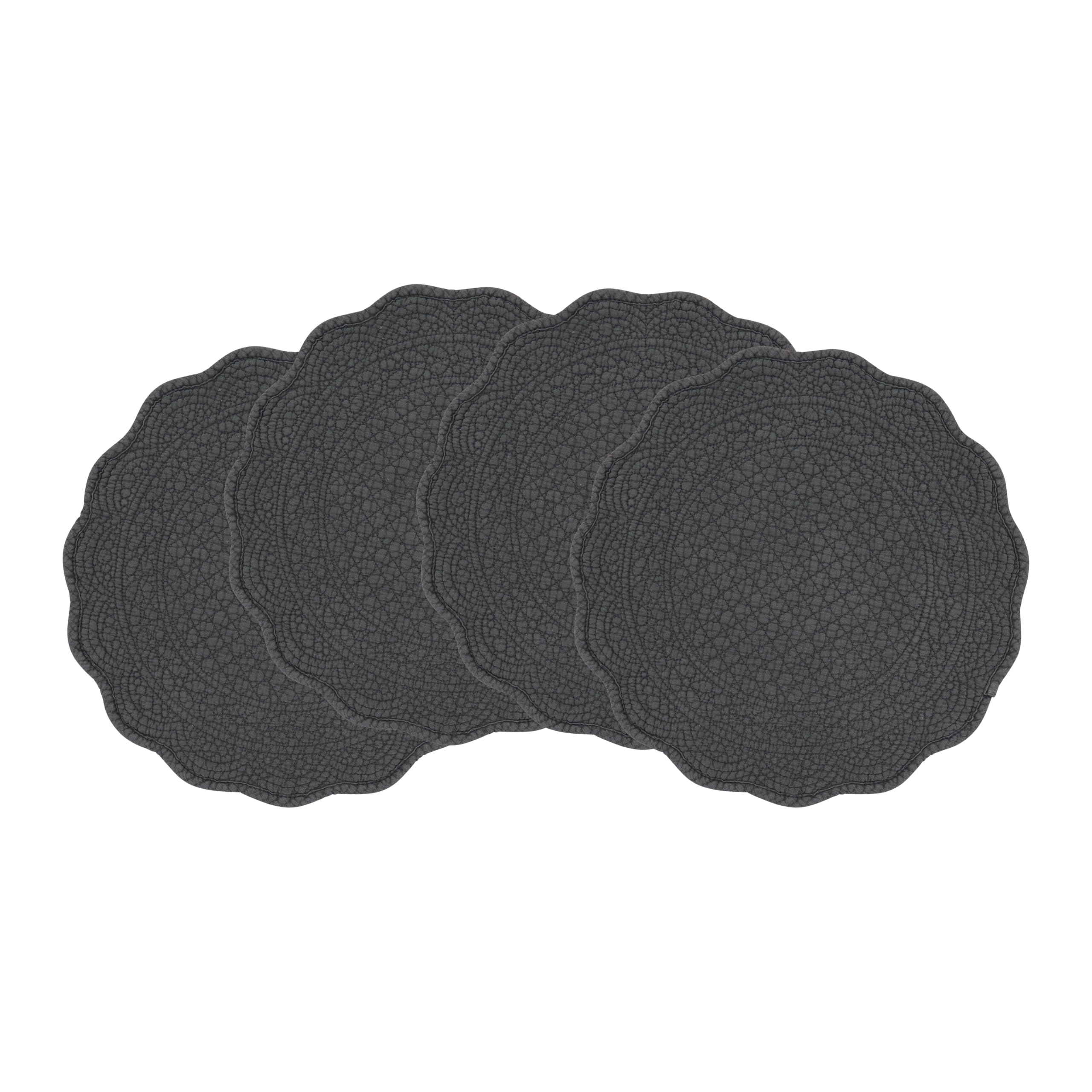 SARO Lifestyle Lot de 4 Sets de Table matelassés en Coton – Sets de Table de Style Cottage pour Salle à Manger Quotidienne, Tables superposées et Divertissement décontracté, 33 cm, Ardoise