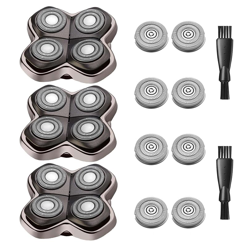 Cabeças de reposição uijino para Skull Shaver Pitbull Silver Pro, conjunto com 3 cabeças e 8 lâminas