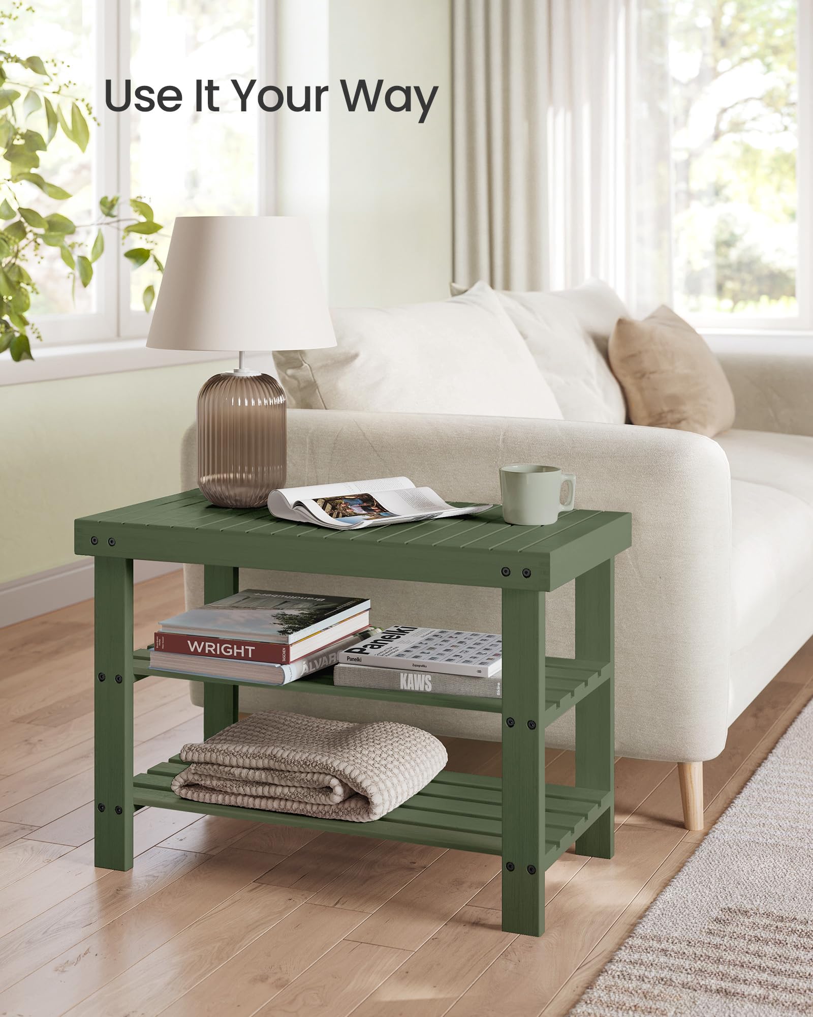 Amazon.com: SONGMICS Shoe Rack Bench, 3-Tier Bamboo Shoe Storage