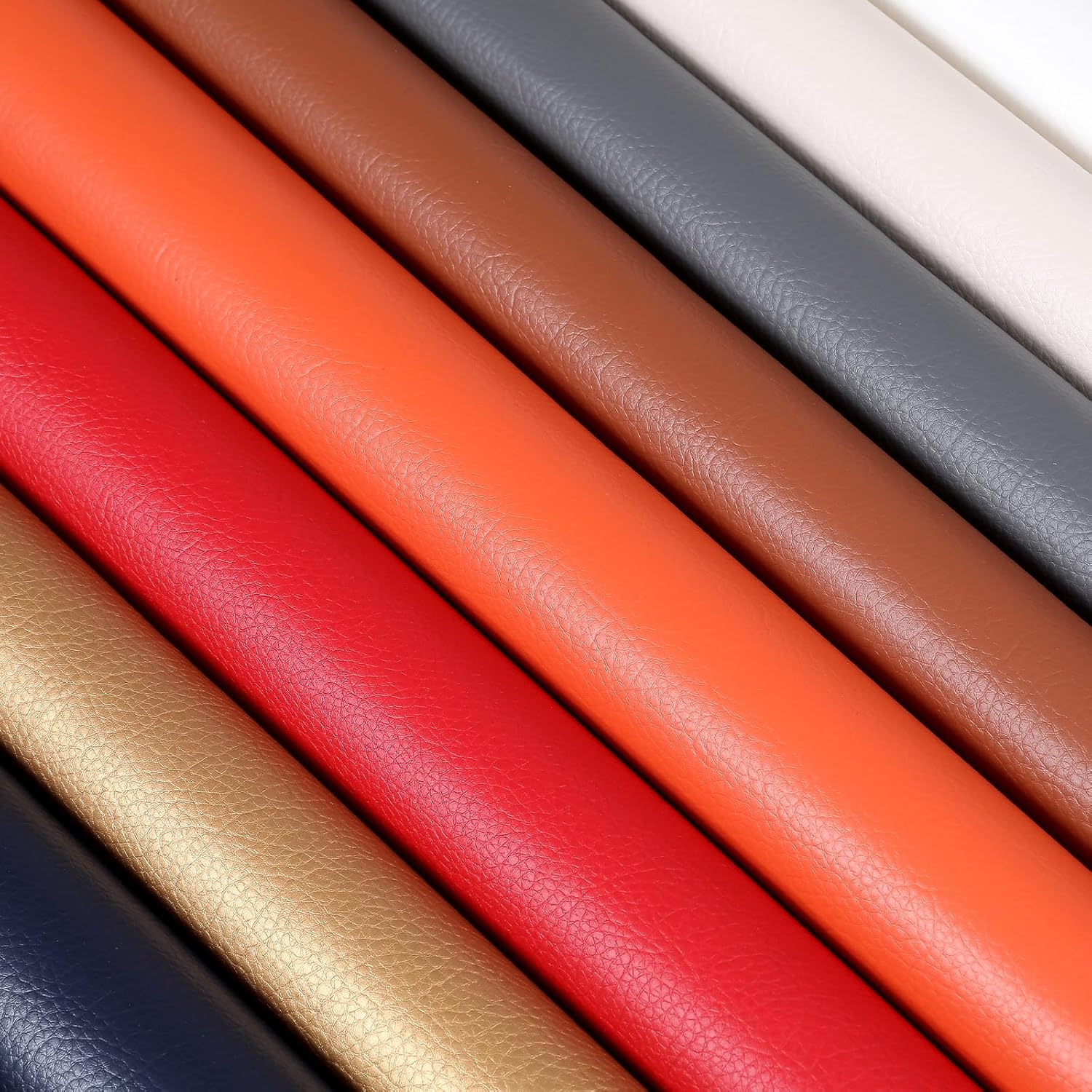 Faux Leather Vinyl Upholstery Fabric by The Yard 55" W Soft Synthetic Leather Material Sheets for Furniture Marine DIY Crafts Sewings, 5 Yards 180" Beige