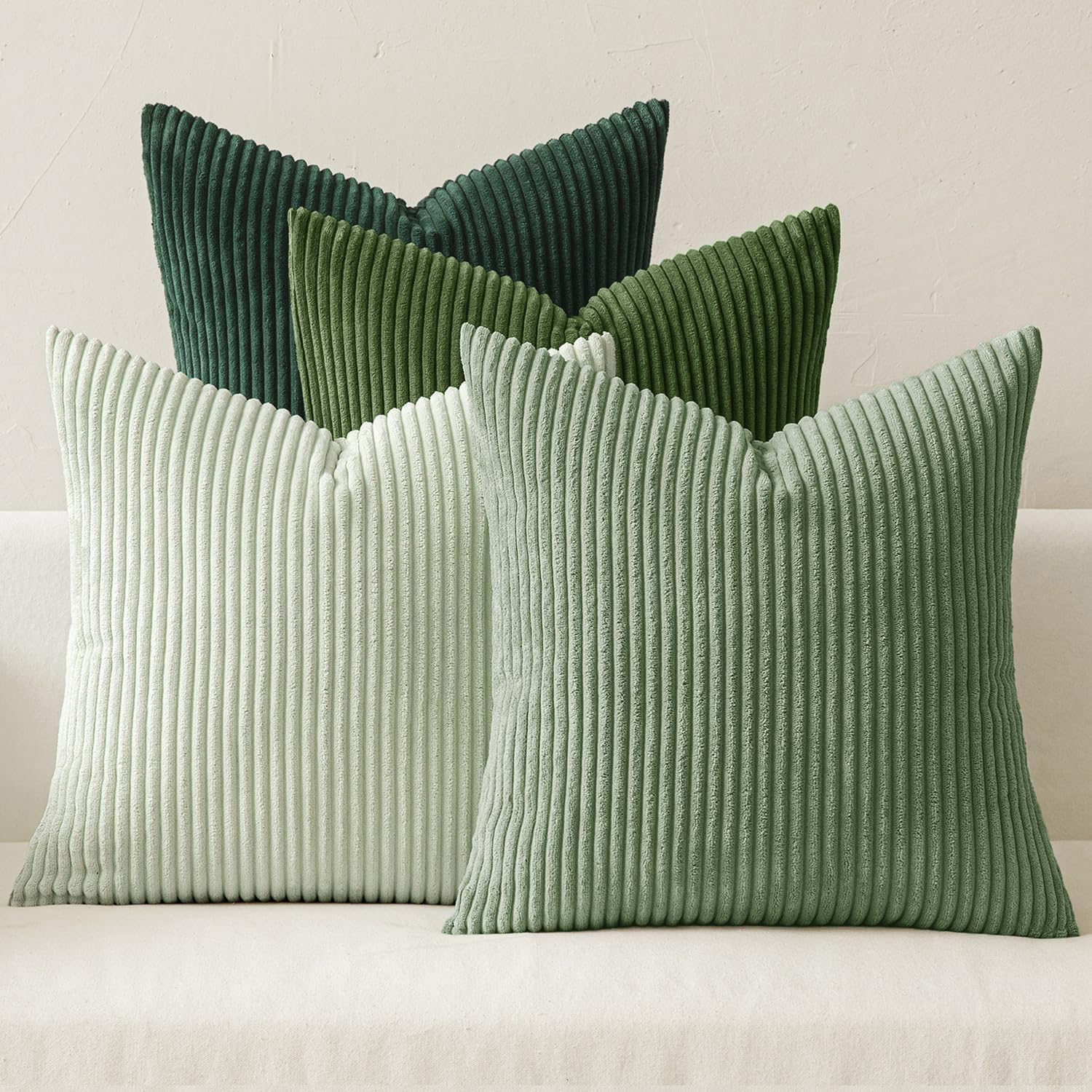 Set of 4 Corduroy Soft Striped Cushion Covers 45x45 cm, Boho Decorative Square Throw Pillow Covers 18x18 Inch with Invisible Zipper for Sofa Couch Bedroom Home Decorative Fluffy Large Pillowcases — image 1