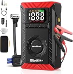 SEAMOUNT 2000A Jump Starter with Air Compressor, Portable 12V Car Battery Booster & Charger for 6.0L Gas & 3.0L Diesel, 150PSI Auto Shut-Off Tire Inflator, USB Power Bank, LED Light, Emergency Kit