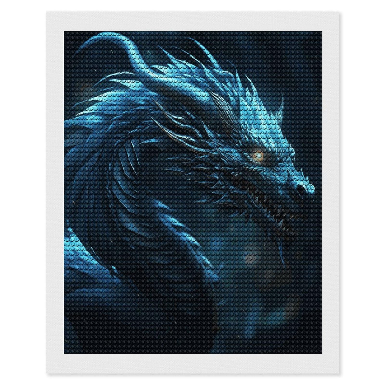JTREHY Cyan Dragon Diamond Art Kits Personalized DIY Round Diamond Painting Kits for Beginner Full Drill Diamonds Dots Paintings for Adults Gem Art Crafts Home Decor