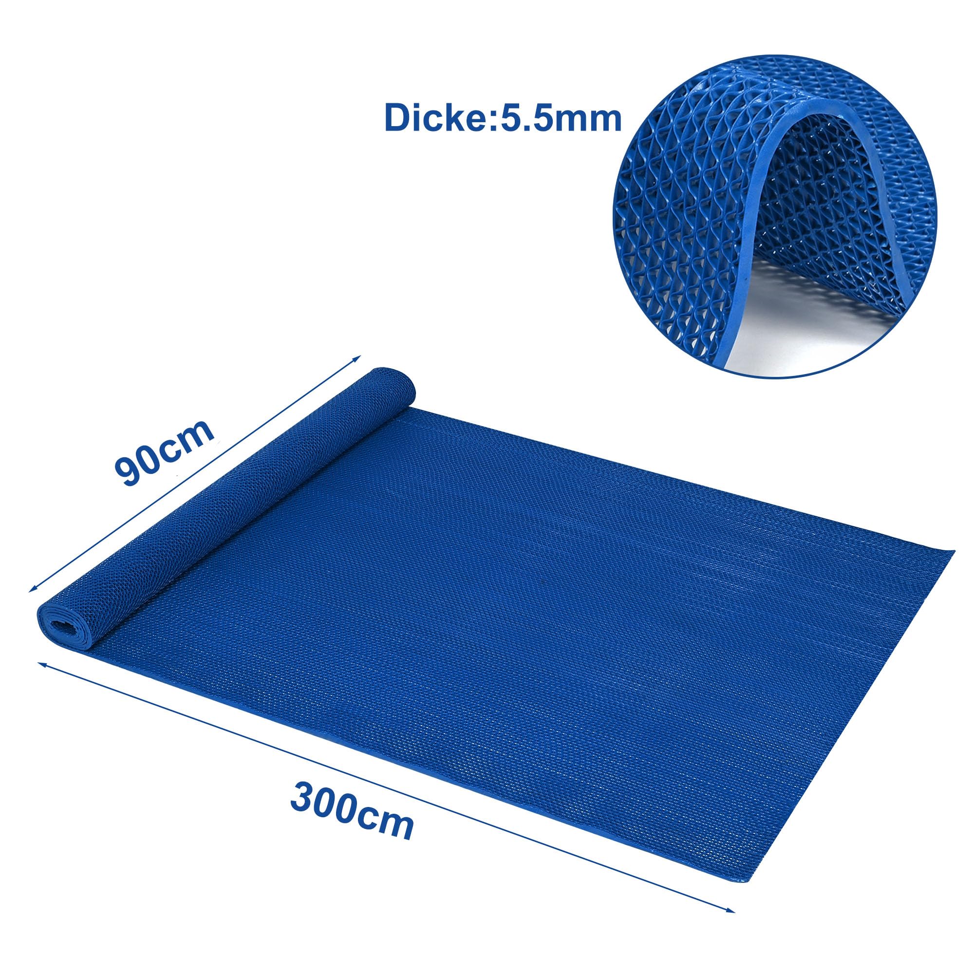MYOYAY Alfombrilla de ducha de PVC con drenaje de 300 x 90 cm, antideslizante, para sauna, baño, antideslizante, 5,5 mm de grosor, comercial, para piscina, cocina, balcón
