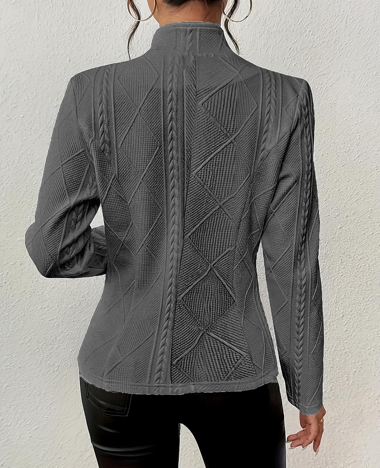 MINTLIMIT Womens Blazer Long Sleeve Button Down Blazers Stand Collar Textured Business Casual Blazers Suit Jackets - Image 4