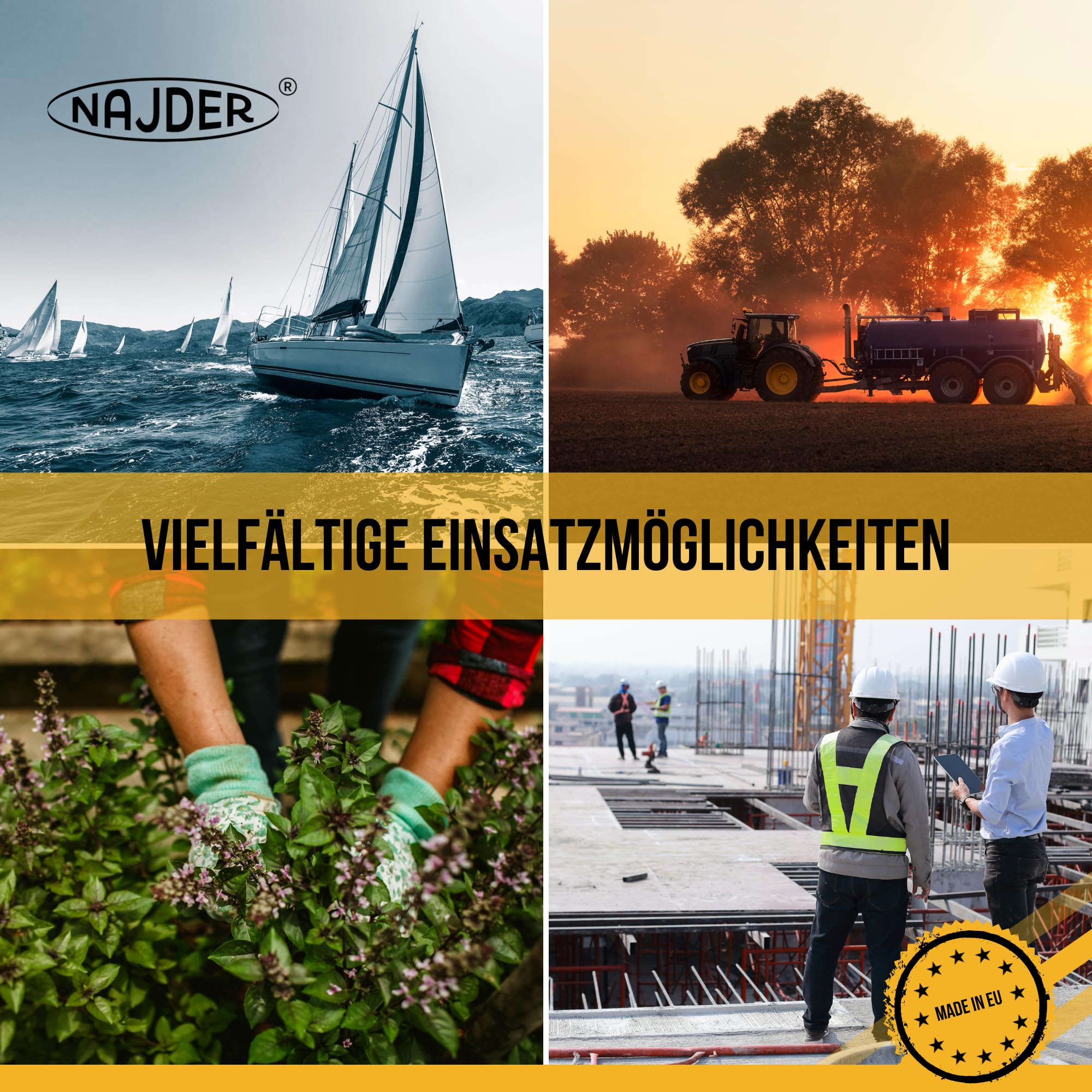 NAJDER - Polypropylen-Seil Textilseil Leine Schnur - Geflochtenes Seil Flechtleine mit Traglast bis 12400 N - Polypropylenseil 10 mm in Grün - 50 Meter