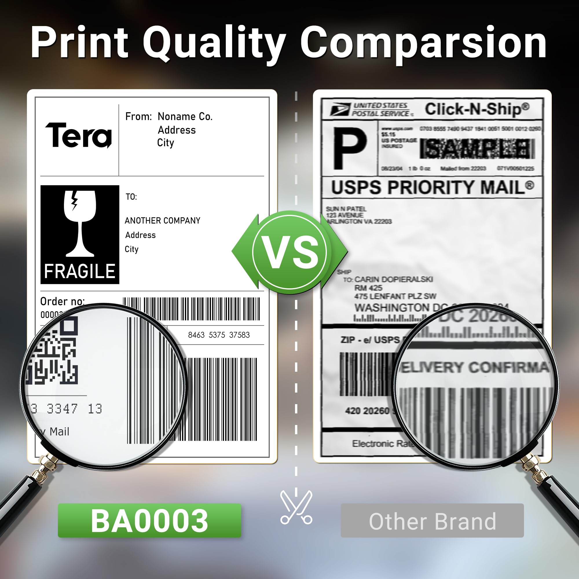 Tera Etichette termiche per spedizioni (10,2 x 15,2 cm) (1000 etichette/stack) senza BPA, senza sbavature, compatibili con varie stampanti, etichette adesive permanenti
