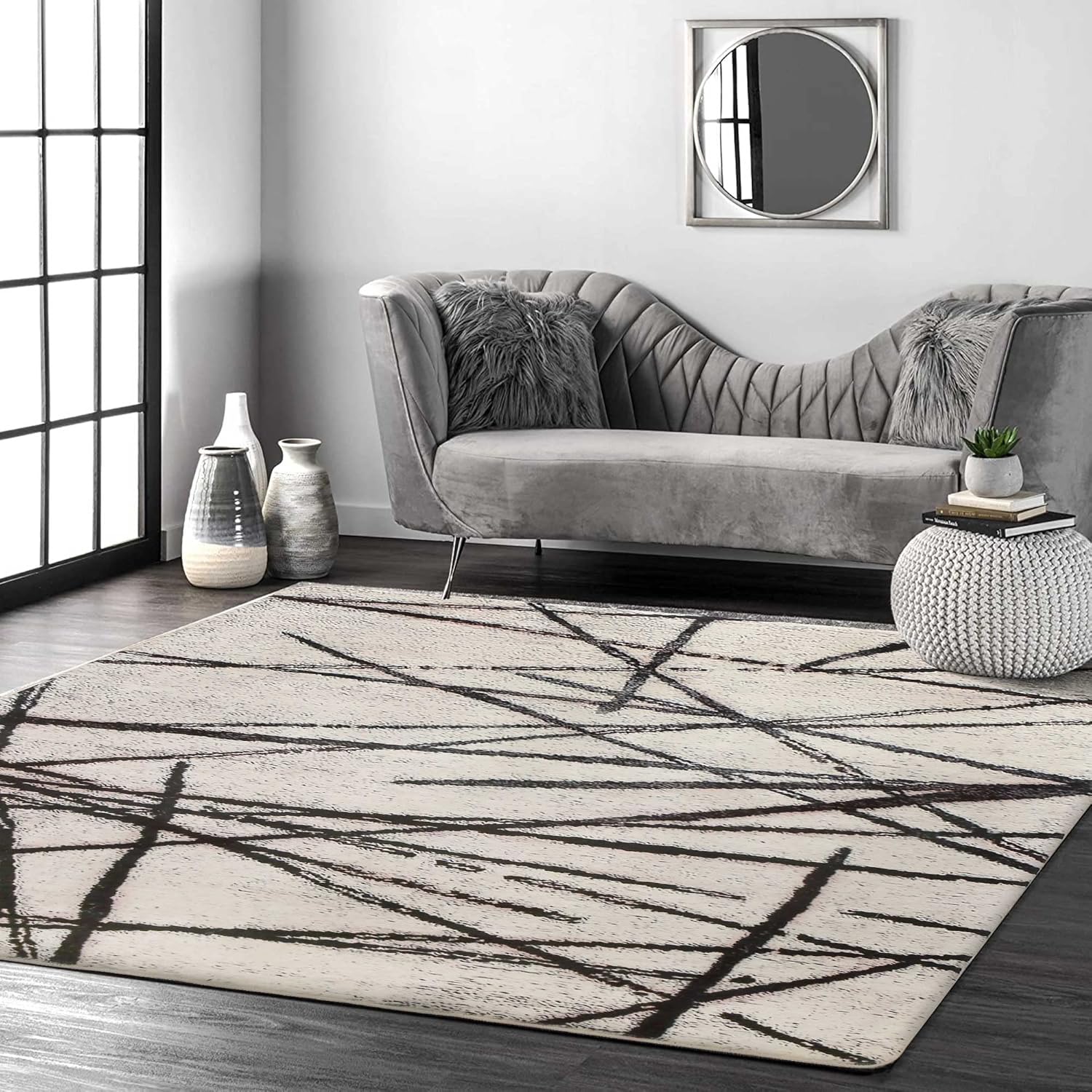 Leesentec Alfombra Sala Dormitorio Artístico Bohemia Único Suave Alfombra De Pelo RAS Chic Vintage Anhelada Oriental Alfombra Alfombra Dormitorio (Beige, 200x250cm)