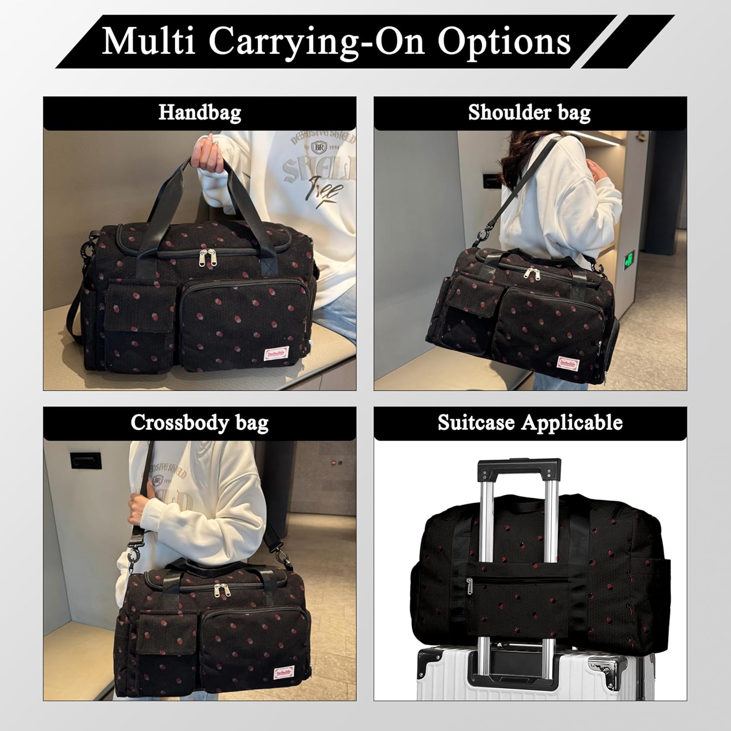 Small Gym Bags for Women, Travel Duffle Bag with Shoes Compartment, 4 in 1 Carry on Weekender Overnight Bag with Dry Wet Separated Pocket, Sport Gym Tote Bag for Yoga, Dance, Swimming, Workout, Ballet