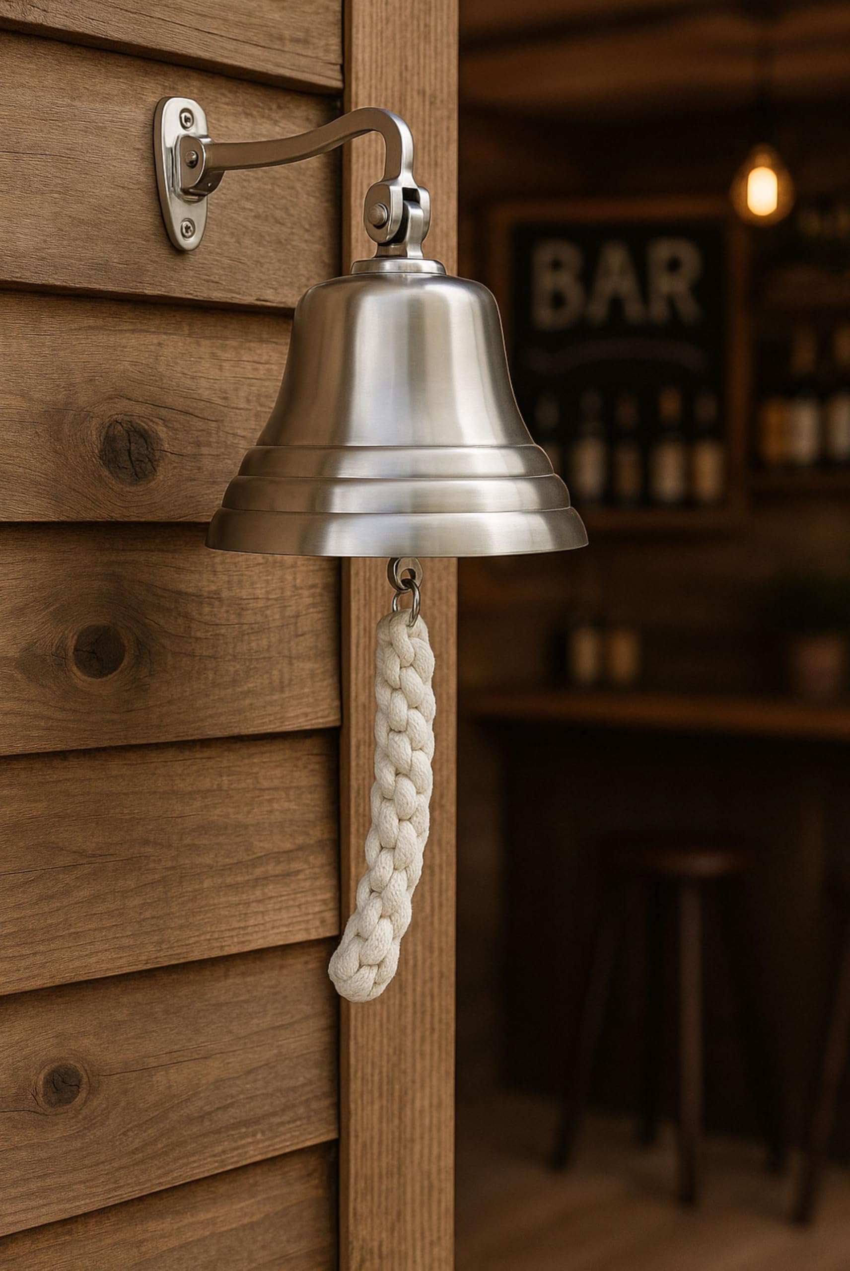 Assorted Collections Accessori da bar per casa pub campana a mano da parete bar decorazioni nautiche – Campana d'argento unica con suoni forti nitidi ideale per Natale, ricevimenti, pub (20 cm)