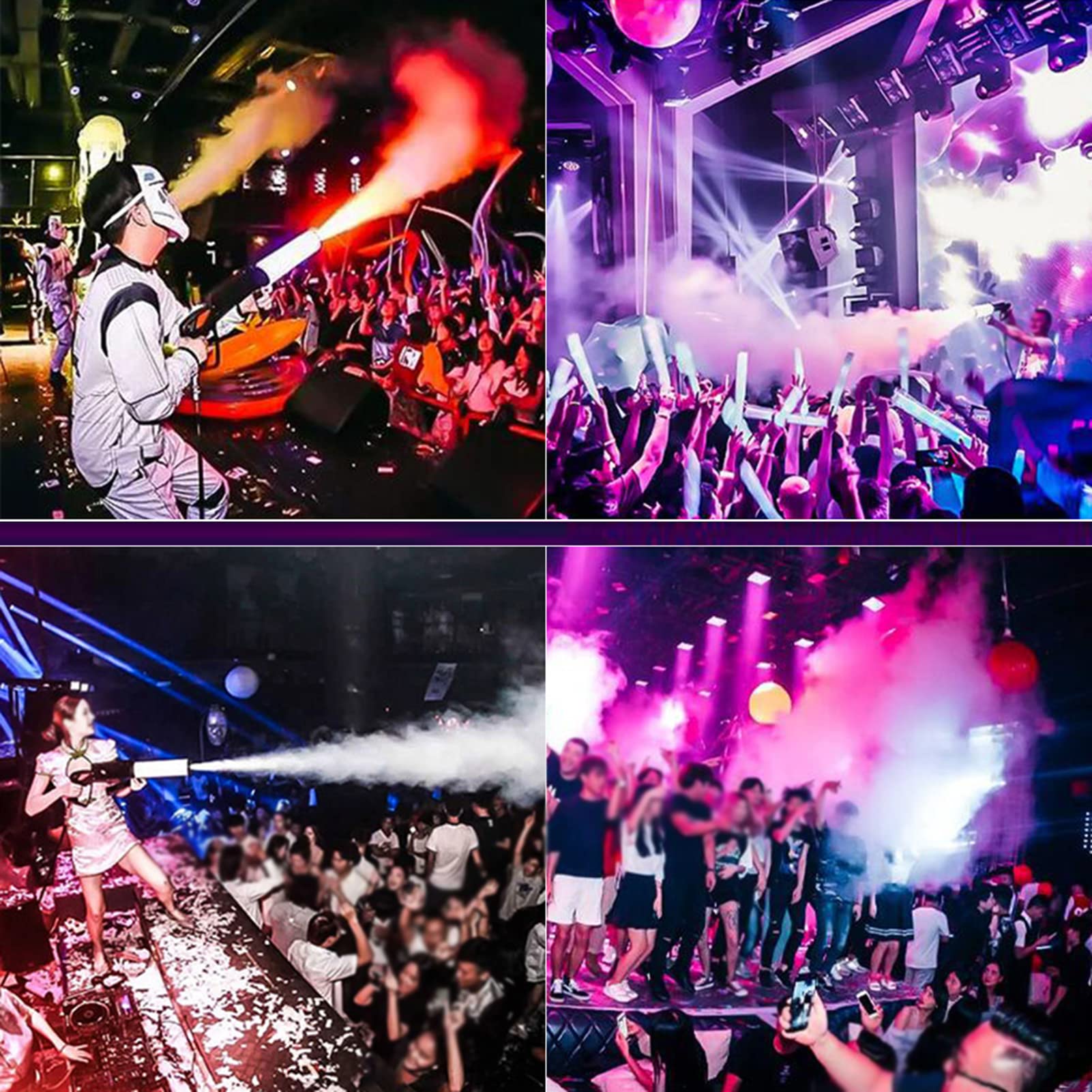Pistola De Columna De Aire LED para Fiesta, Pistola De CO2 Criogénica De Mano, Efecto De Chorro De DJ En Club Nocturno, Colorido con Manguera De Gas, Pistola De Humo, Efecto De Escenario