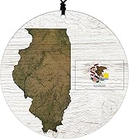 Vista 22 de New York Christmas Ornament - Rustic Design Featuring State Flag and Terrain Map - 2026 Hanging Acrylic Disc Decoration for Tree - Unique and Home