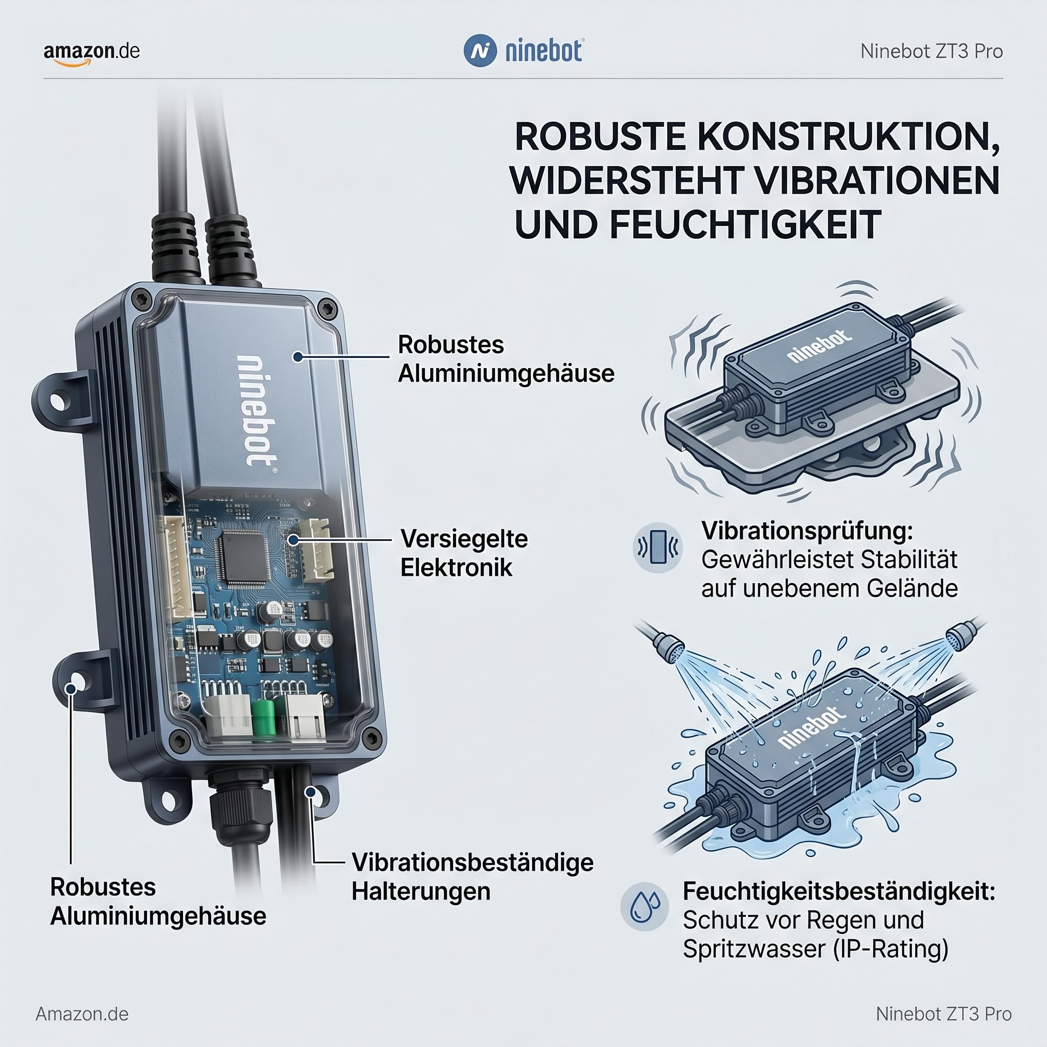Für NINEBOT für ZT3 Pro Elektroroller Geschwindigkeitsregler Ersatz, 48V 40 km/h Leistungsverbesserung, Metall-Kunststoff-Steuerplatine