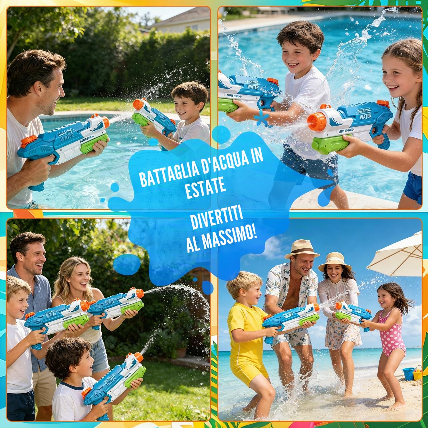 Pistola ad Acqua - Pistole ad Acqua Potente per Bambini Adulti, Fucile ad Acqua Water Gun Idee Regalo per Feste in Piscina e Attività All'aperto, Blu