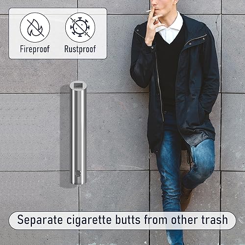 Miniatura 2 de AIWFL Recipiente de basura montado en la pared para exteriores, de acero inoxidable, para patio, para exteriores, para exteriores