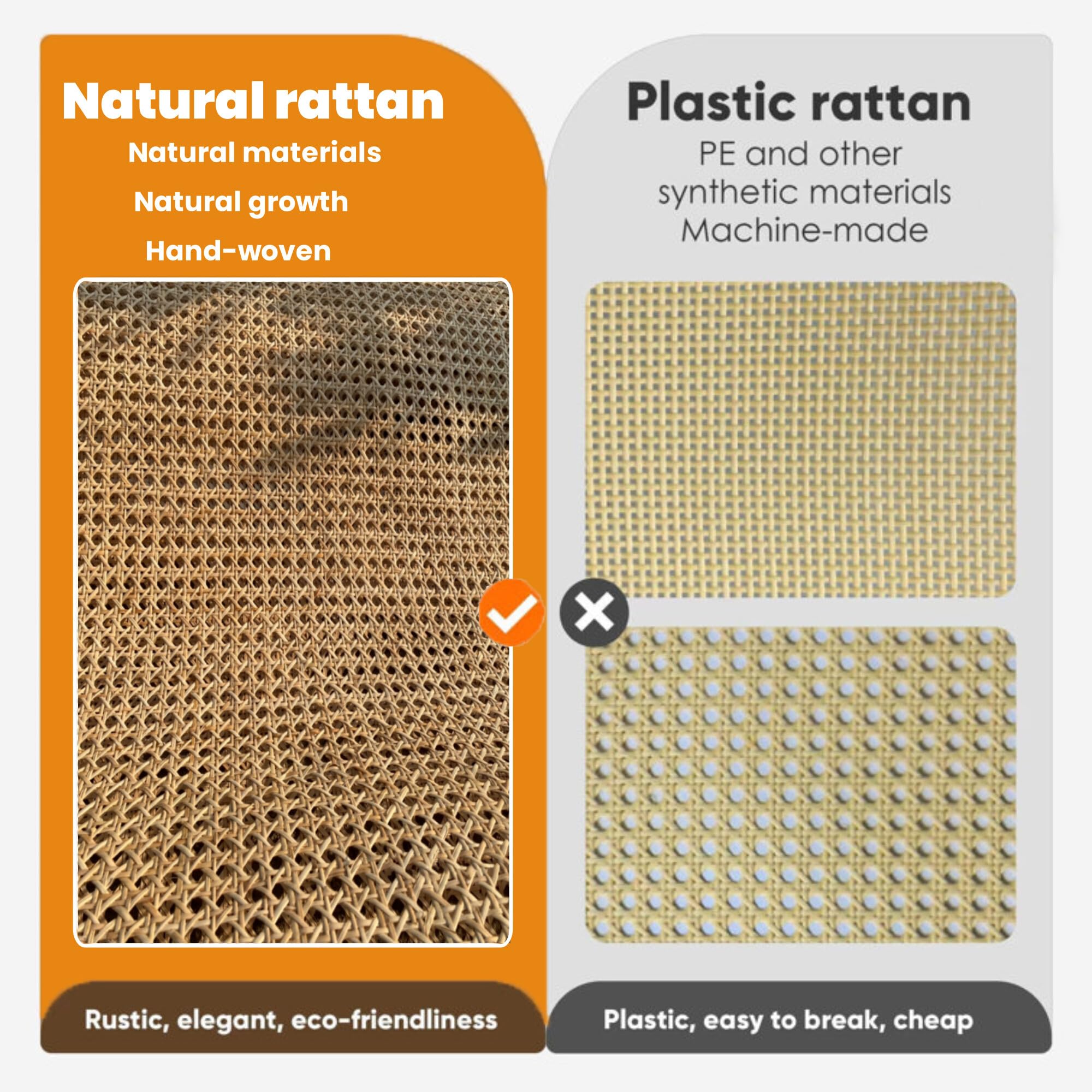 Naturalna kratka wiklinowa na metry - szerokość 65 cm, rattanowa rolka 65 x 300 cm, duży rozmiar do mebli, tapicerki krzeseł
