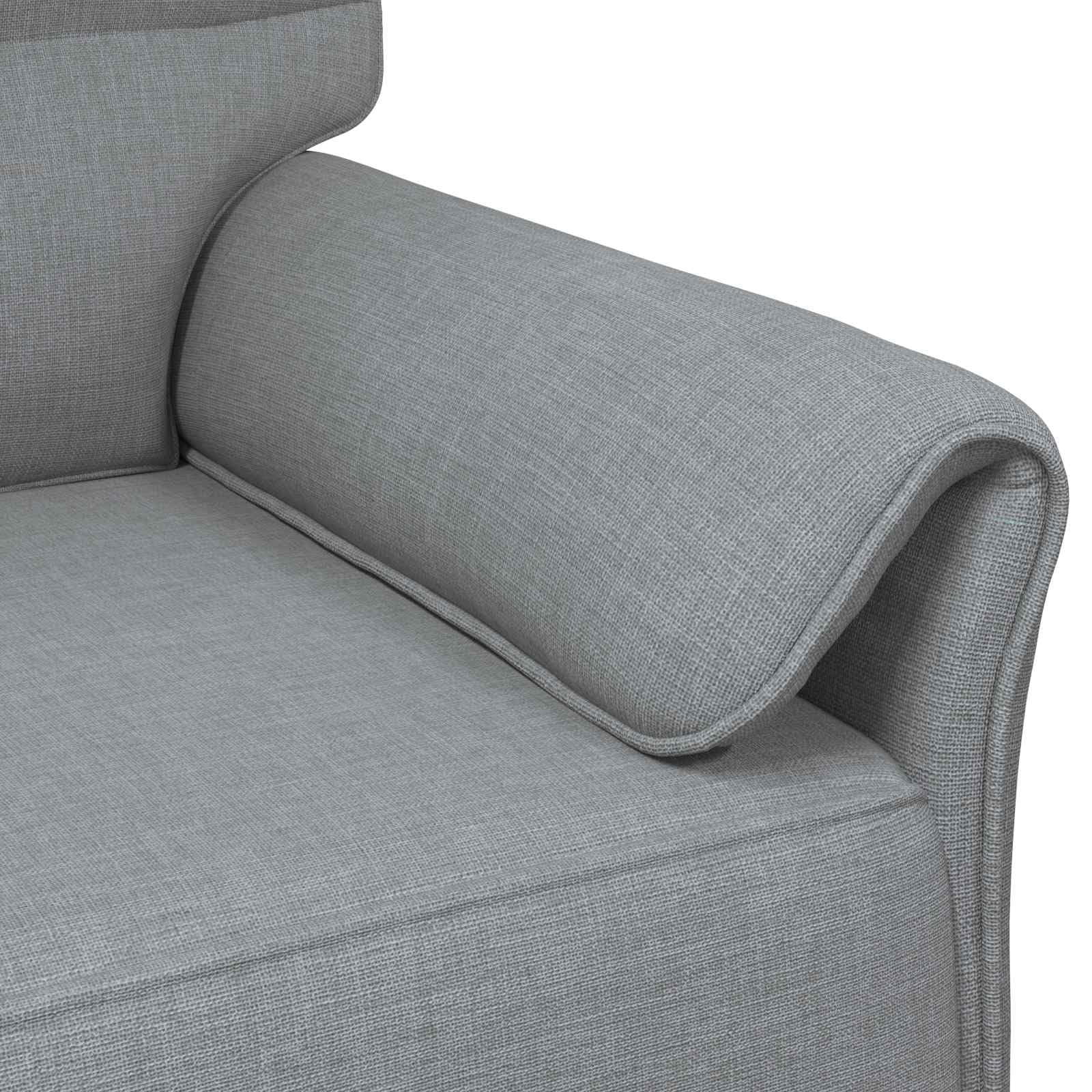 Nowoczesna sofa z czarnymi nogami, poszewka poliestrowa | Rama z metalu, siedzisko 57 cm, oparcie 54 cm, składane podłokietniki, do salonu