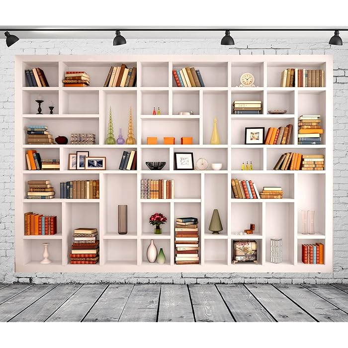 Buy BELECO 7x5ft Fabric White Bookshelf Photography Backdrop School