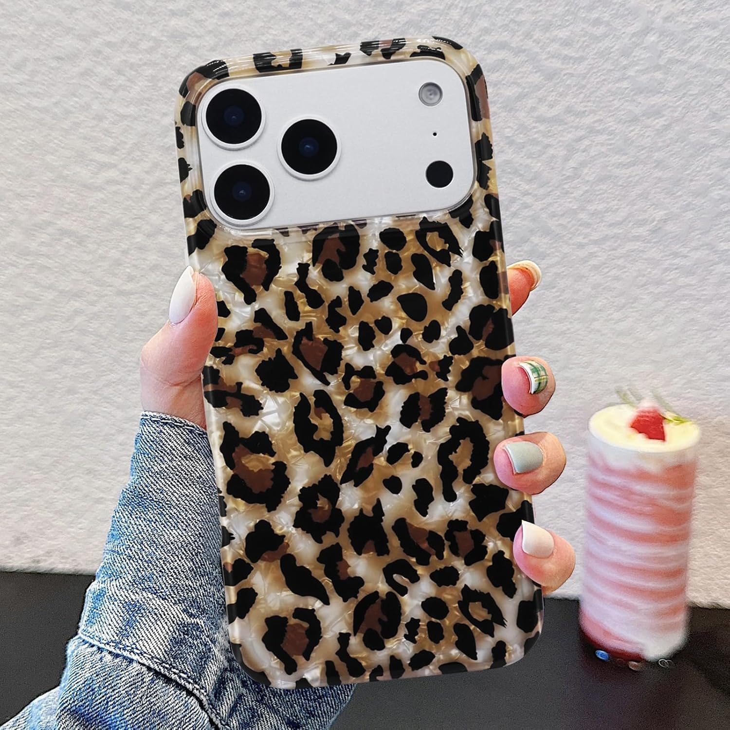Case Compatible with iPhone 17 Pro Max, Sparkle Translucent Clear Leopard Clear Leopard Hard PC Back Cover with Soft Bumper Shockproof Protective Phone Case, Cheetah - Image 8