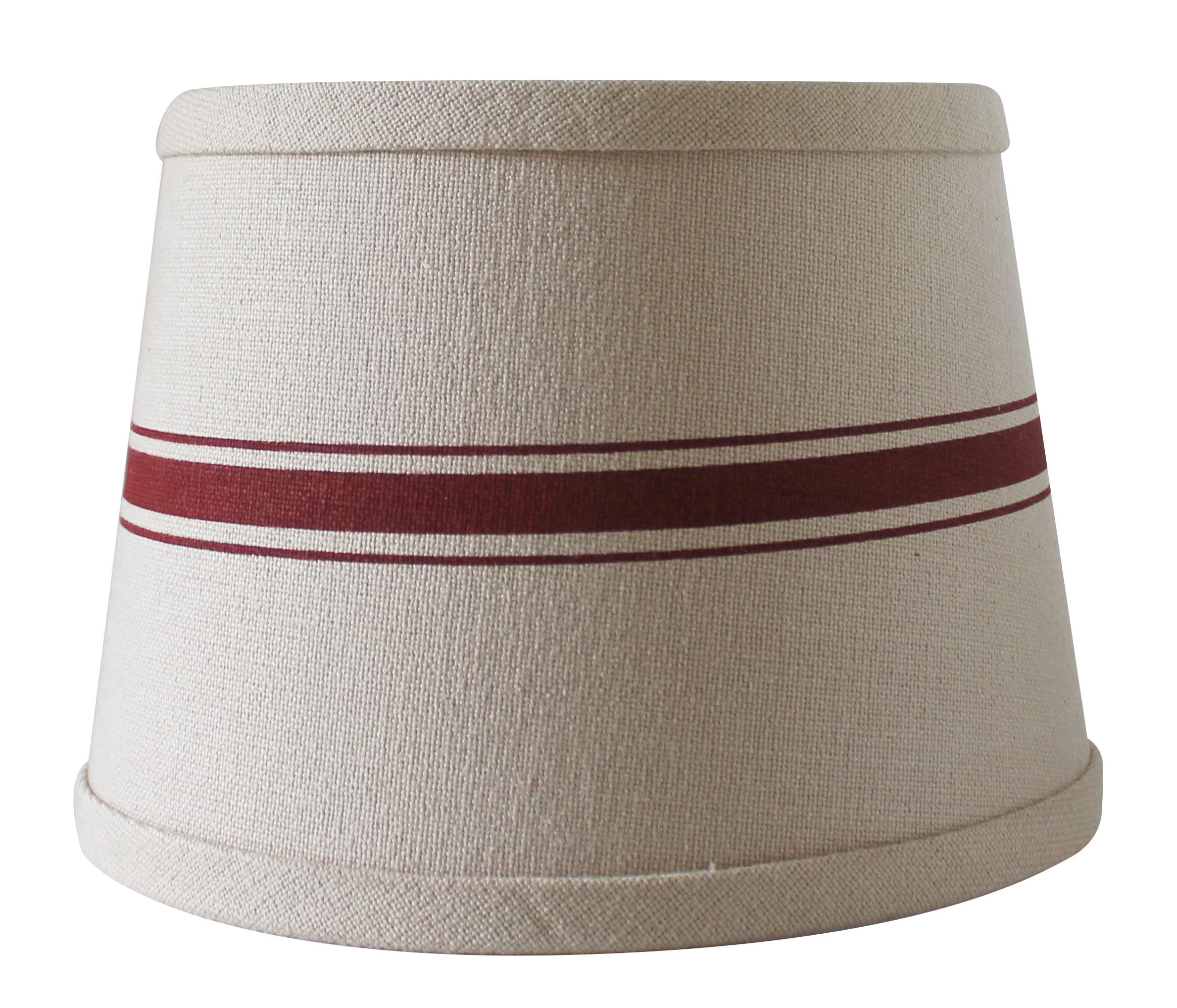 Grain Sack Stripe Oat-Barn Red 10" Drum Lamp Shade