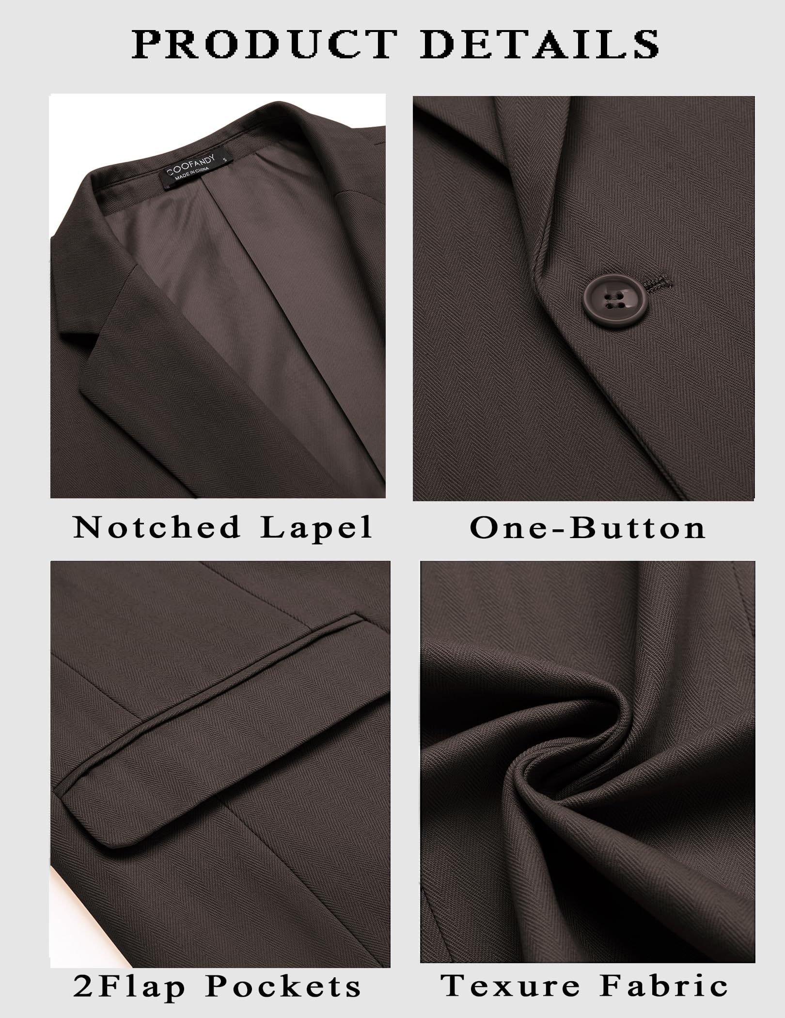 COOFANDY Blazer décontracté pour homme, coupe ajustée, veste de sport à un bouton