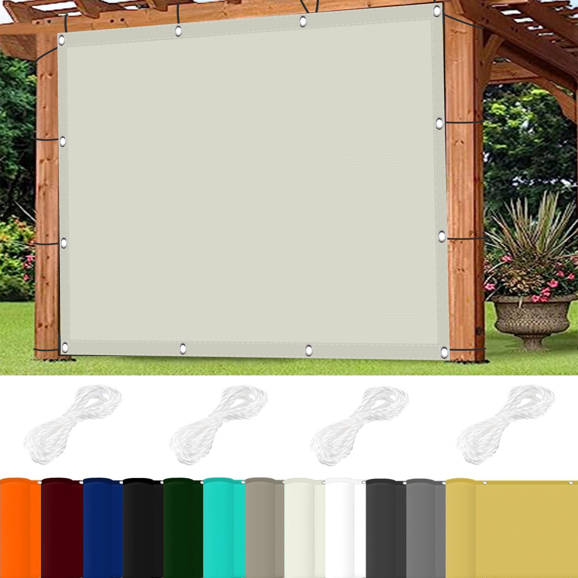 Gazebo Replacement Cover 1 x 1 m(3.28 x 3.28ft) Pes Polyester,98% UV Block Canopy Awnings with Free Rope for Outdoors,Party, Patio, Ivory