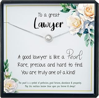 Lawyer Gifts for Women, 925 Sterling Silver White Pearl Necklace with Meaningful Message, Ready To Gift