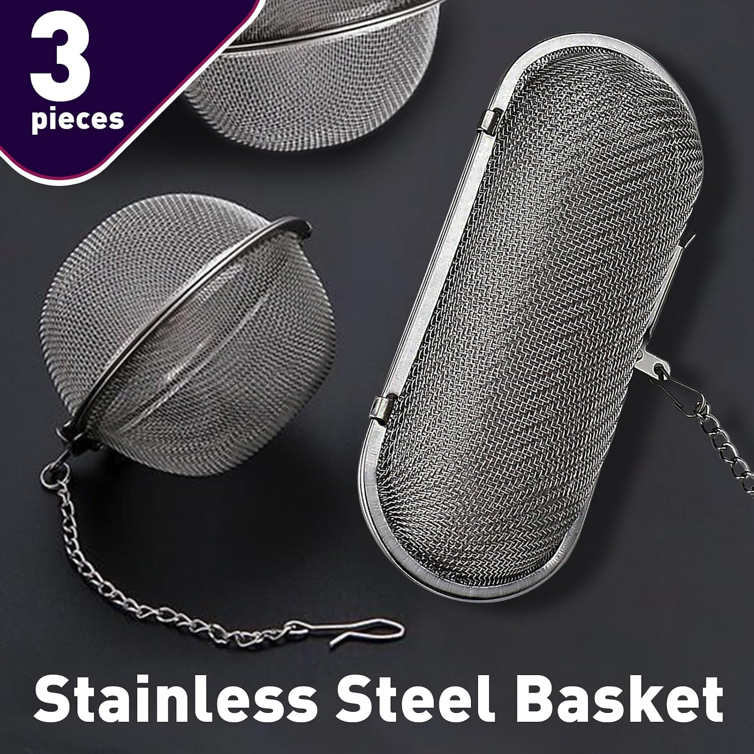 3-Pack Parts Washer Basket - Stainless Steel Basket for Ultrasonic Jewelry - Ideal Small Parts Jewelry Cleaning Basket