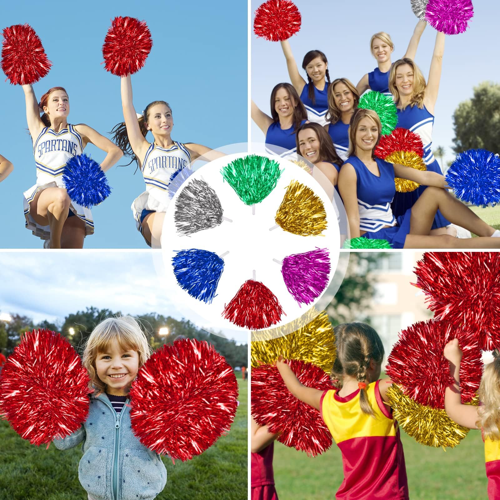 Pon Pon Cheerleader 4 Pezzi - Pompon Professionali Con Manici Antiscivolo, Per Sport E Feste - Foto 7