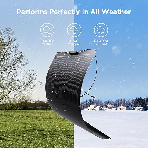 Miniatura 8 de Panel solar flexible de 200 W, 23% de alta eficiencia, ligero, 2 piezas de 100 W, 12 V24 V, paneles solares impermeables 182 PERC IP68 para caravana