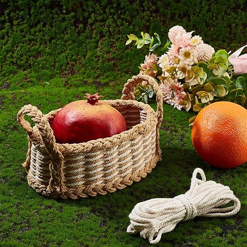 Miniatura 5 de FREEBLOSS Juego de 2 cestas tejidas para bricolaje, kit de tejido de macramé, suministros para hacer cestas, adecuado para proyectos de artes y